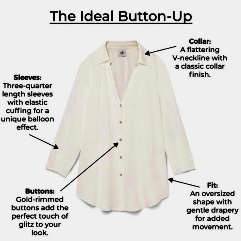 CAbi Ideal Button Up Cream blouse
